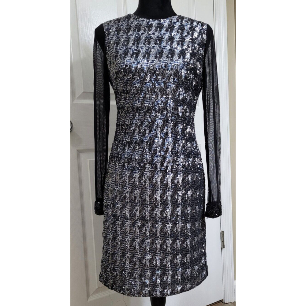 Badgley Mischka Bonnie Sequin Sheath Dress Size‎ 8